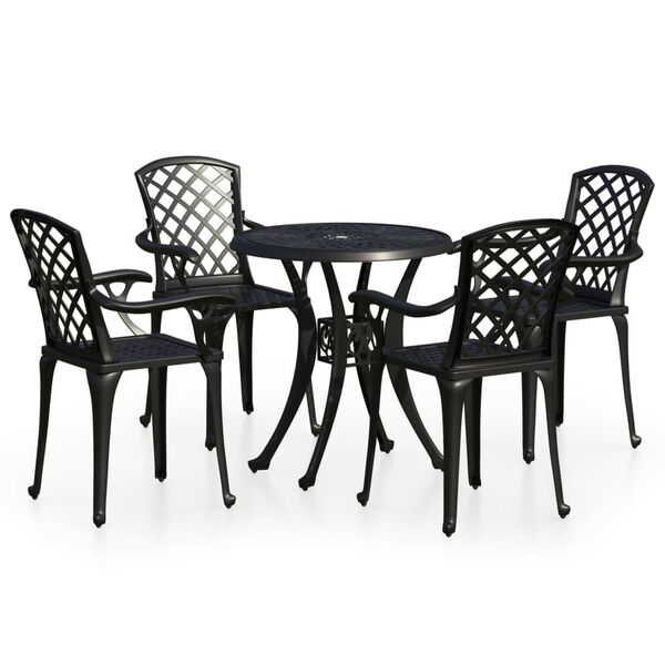 vidaXL 5-dijelni bistro set od lijevanog aluminija crni