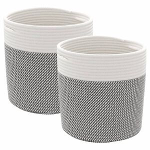 vidaXL Ko&scaron;are za pohranu 2 kom sivo-bijele &Oslash; 28 x 28 cm pamučne