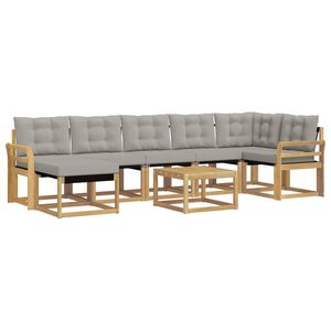 vidaXL Set vanjskih sofa s jastukom 8 pcs Bijela i svjetlosiva