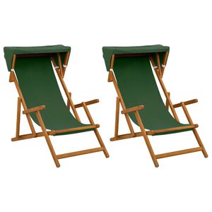 vidaXL Ležaljka 2 pcs 3 Pozicija Čvrsto drvo eukaliptusa Zelena