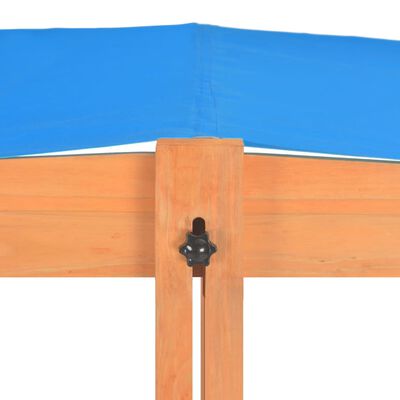 vidaXL Pješčanik od jelovine s podesivim krovom 115 x 115 x 115 cm