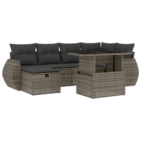 vidaXL 7-dijelni set vrtnih sofa sivi od poliratana