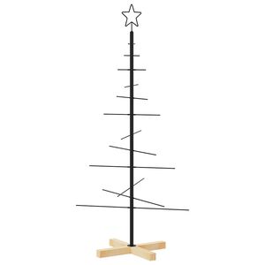 vidaXL Metalno božićno drvce s drvenom bazom crno 120 cm