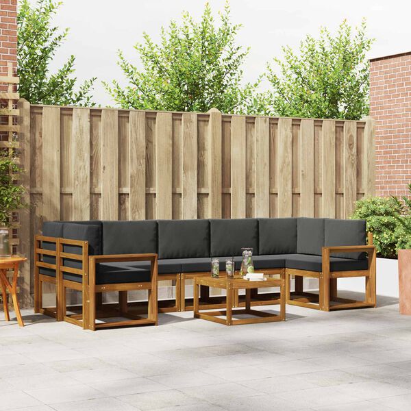 vidaXL Set vanjskih sofa s jastukom 8 pcs Prirodna i antracit