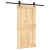 vidaXL Klizna vrata Prirodna i crna 100 x 210 cm Čvrsta borovina