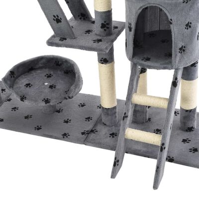 vidaXL Penjalica za mačke sa stupovima za grebanje od sisala 230 - 250 cm siva s uzorkom šapa