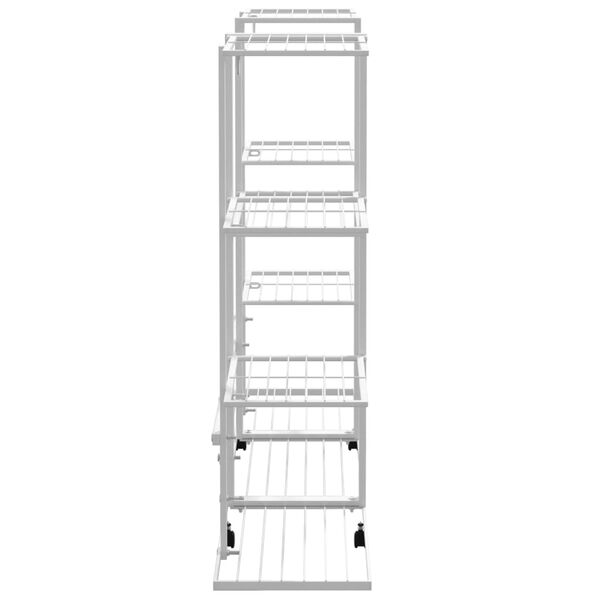 vidaXL Stalak za cvijeće s kotačima 94,5x24,5x 91,5 cm bijeli željezni