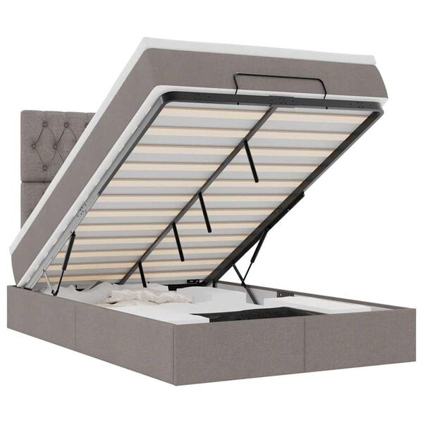 vidaXL Otomanski okvir kreveta s madraca smeđesivi 120x190 cm tkanine