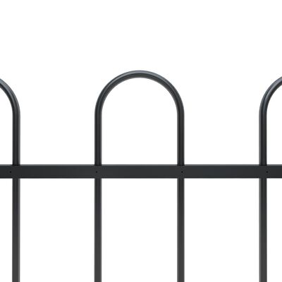 vidaXL Vrtna ograda s ukrasnim lukovima čelična 10,2 x 1 m crna