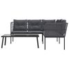 vidaXL Set vrtnih sofa s jastucima crni od čelika i tekstilena