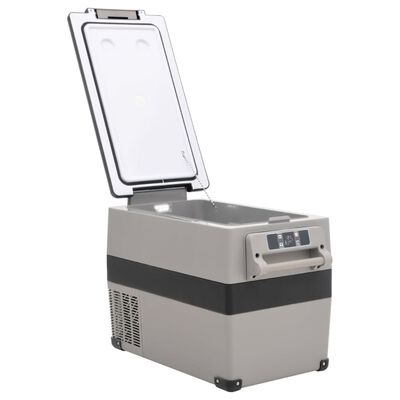 vidaXL Prijenosni hladnjak s ručkom crno-sivi 55 L PP i PE