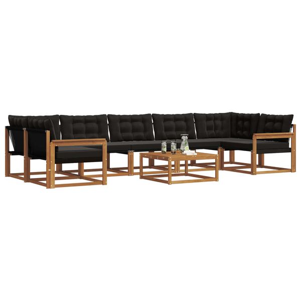vidaXL Set vanjskih sofa s jastukom 8 pcs Prirodna i crna