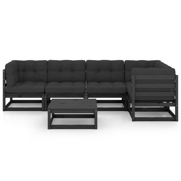 vidaXL 6-dijelna vrtna garnitura od masivne borovine s jastucima