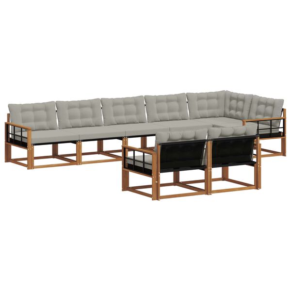 vidaXL Set vanjskih sofa s jastukom 8 pcs Prirodna i svijetlo siva