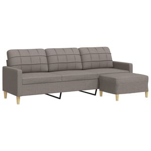 vidaXL Trosjed s tabureom smeđesivi 210 cm od tkanine