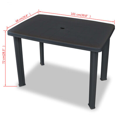 vidaXL Vrtni stol od plastike antracit 101 x 68 x 72 cm