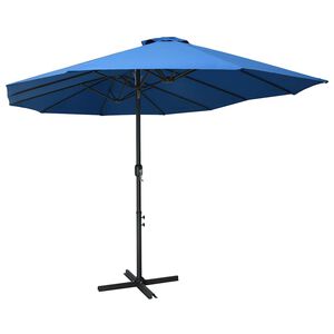 vidaXL Vanjski suncobran s aluminijskim stupom 460 x 270 cm plavi