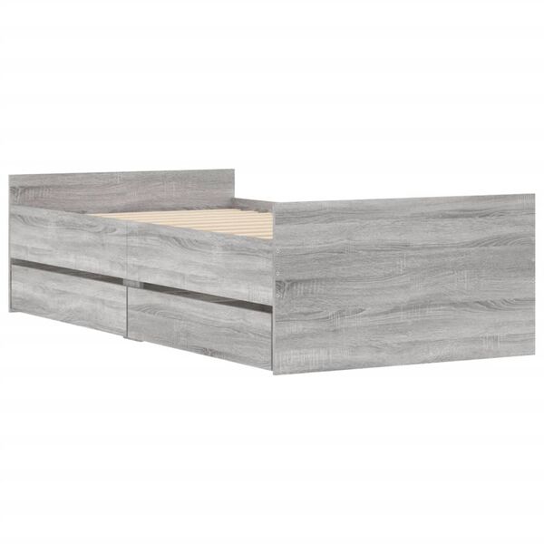 vidaXL Okvir kreveta s ladicama siva boja hrasta 90x200 cm