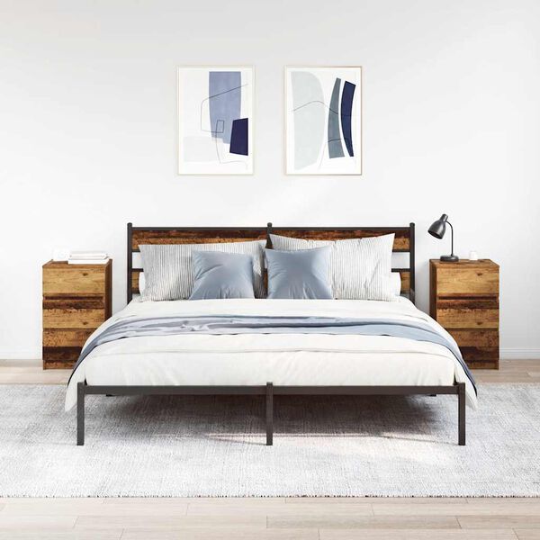 vidaXL Noćni ormarići s 3 ladice 2 kom staro drvo 39x35x65 cm