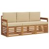 vidaXL Setovi sofa 3 kom. Prirodna i bež Čvrsto drvo akacije