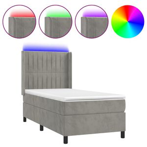 vidaXL Krevet box spring s madracem LED svjetlosivi 80x200 cm bar&scaron;un