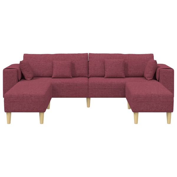 vidaXL Tkaninska sofa s jastukom Vinska crvena 208 cm tkanina