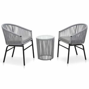 vidaXL 3-dijelni bistro set od PE ratana s jastucima sivi