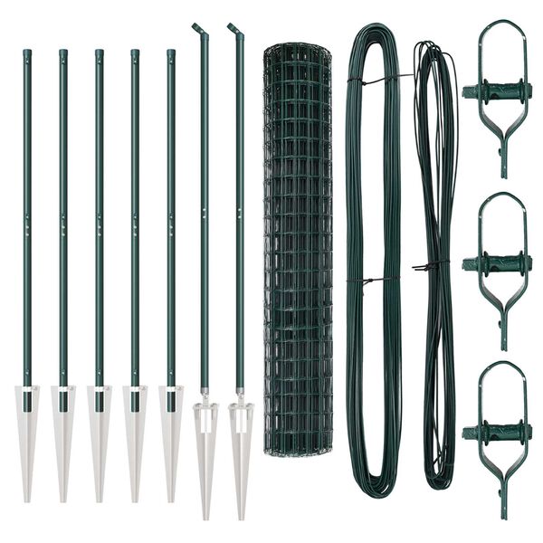 vidaXL Ograda s postovima Zelena 1,6 x 10 m Čelik i PVC