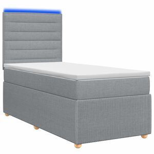 vidaXL LED okvir za krevet s madracem Svjetlosiva 80 x 200 cm Tkanina