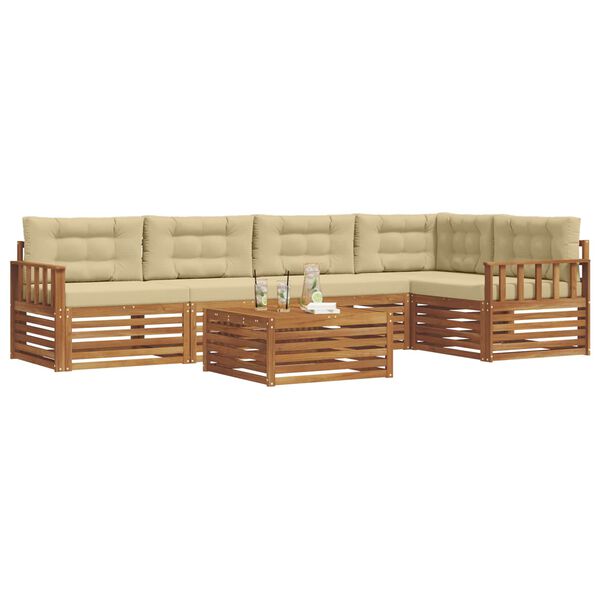 vidaXL Set vanjskih sofa s jastukom 6 pcs Prirodna i bež