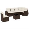vidaXL 7-dijelni set vrtnih sofa od poliratana s jastucima smeđi