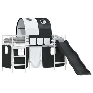 vidaXL Okvir Krevet za Dječji Loft Bijela i crna 74,5 x 190 cm Metal