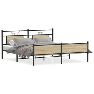 vidaXL Metalni okvir kreveta bez madraca boja hrasta sonome 160x200 cm