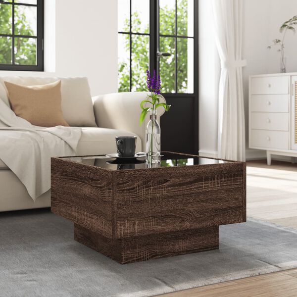 vidaXL Stolić za kavu LED boja hrasta 50x50x30 cm konstruirano drvo