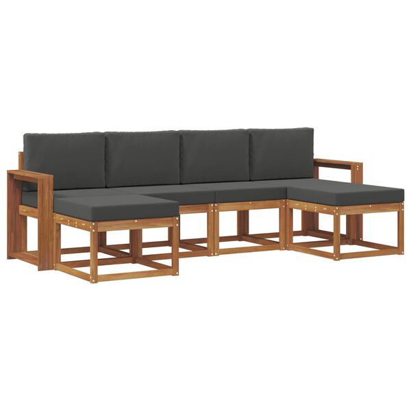 vidaXL Set vanjskih sofa s jastukom 6 pcs Prirodna i antracit