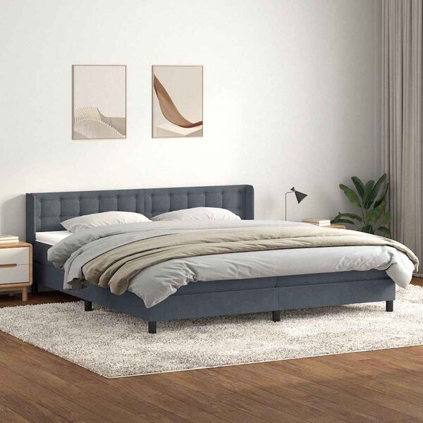 vidaXL Box spring krevet s madracem tamnosivi 180x220 cm bar&scaron;unasti