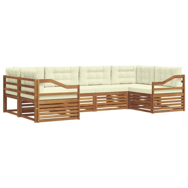 vidaXL Setovi sofa 6 pcs Prirodna i krem Čvrsto drvo akacije