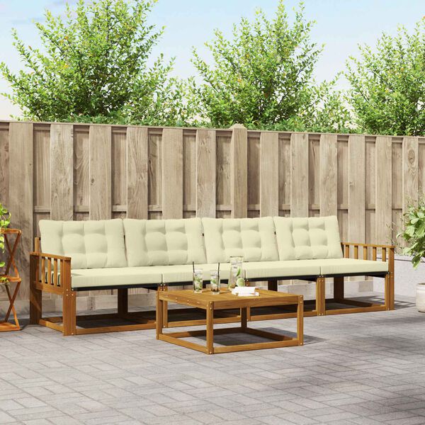 vidaXL Set vanjskih sofa s jastukom 5 pcs Prirodna i krem