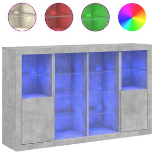 vidaXL Komoda s LED svjetlima 3 kom siva boja betona konstruirano drvo