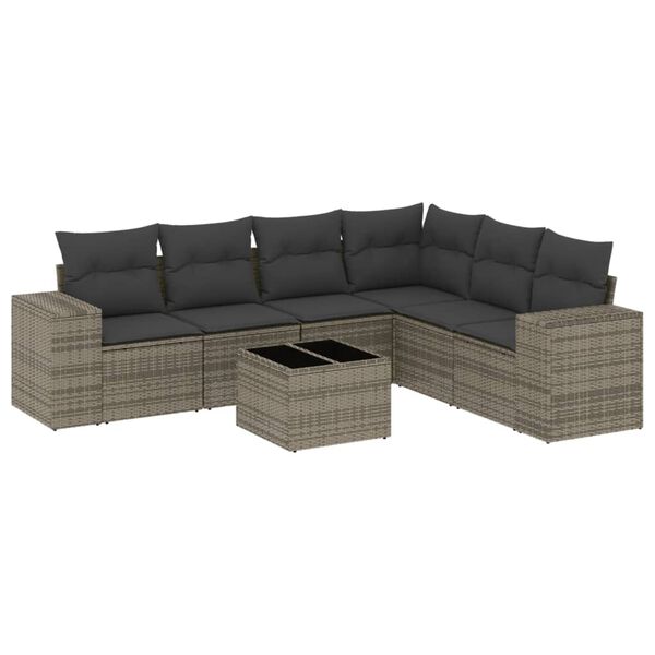 vidaXL 7-dijelni set vrtnih sofa sivi od poliratana