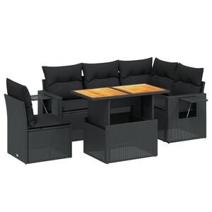vidaXL 6-dijelni set vrtnih sofa s jastucima crni od poliratana