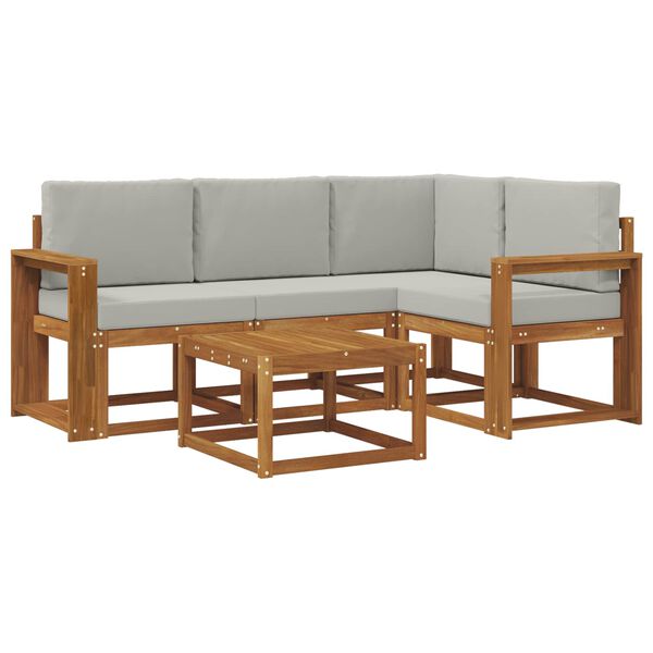 vidaXL Set vanjskih sofa s jastukom 5 pcs Prirodna i svijetlo siva