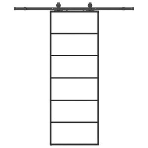 vidaXL Klizna vrata s priborom crna 76 x 205 cm od ESG stakla