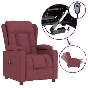 vidaXL Električni naslonjač od tkanine crvena boja vina