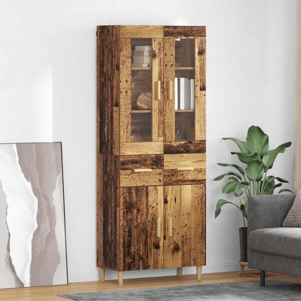 vidaXL Highboard Staro drvo 69,5 x 34 x 180 cm Konstruirano drvo