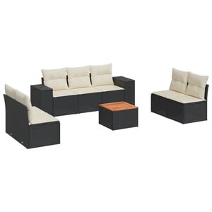 vidaXL 8-dijelni set vrtnih sofa od poliratana s jastucima crni