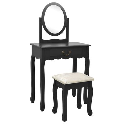 vidaXL Toaletni stolić sa stolcem crni 65x36x128 cm paulovnija i MDF