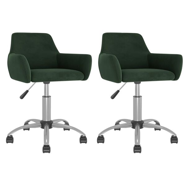 vidaXL Okretne blagovaonske stolice 2 kom tamnozelene bar&scaron;unaste