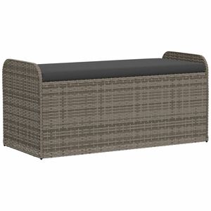 vidaXL Klupa za pohranu s jastukom siva 115 x 51 x 52 cm od poliratana