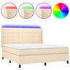 vidaXL Krevet box spring s madracem LED krem 180x200 cm od tkanine